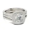 Wholesale Geometric Claw Setting Ring For Women In Copper With White K Water Plating And Zircon Inlay