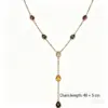 Wholesale Water Droplets Pendant Necklace For Women, 18K Gold Plated 304 Stainless Steel, PVD Coated, Zircon Inlay, Cable Chain