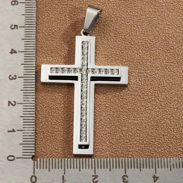 Wholesale DIY Jewelry High-Quality Polished 304 Stainless Steel Rhinestone Cross Handmade National Flag Square Pendant