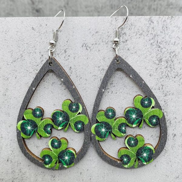 oly-ff8c73686357bece2f9527c94ae4b4a2 Wholesale Innovative St. Puckett Festival Earrings Clover Green Rainbow Dwarfs Irish Wooden Earrings