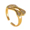Wholesale Irregular Unisex Titanium Steel Ring For Everyday Wear Featuring Electroplated Gold Plating And Rhinestone Inlay