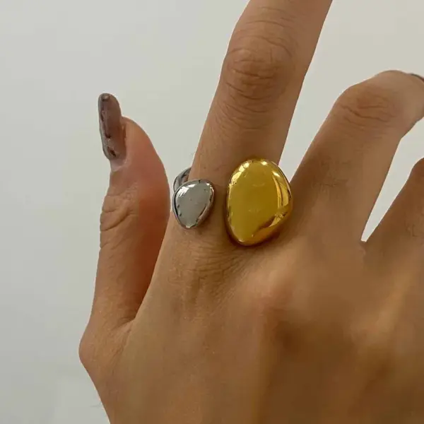 Wholesale Jewelry IG Style Exaggerated Simple Style Solid Color 304 Stainless Steel 18K Gold Plated Open Rings