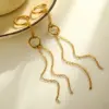Wholesale 18K Gold Plated 304201 Stainless Steel Vacuum Electroplating (In Furnace) Round Tassel Chain Earrings For Women