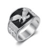 Wholesale explosions hip hop HIPHOP jewelry stainless steel gold plated wings flying domineering men's ring