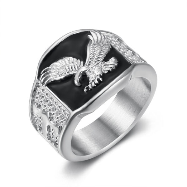 Wholesale explosions hip hop HIPHOP jewelry stainless steel gold plated wings flying domineering men's ring