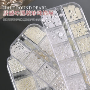 oly-ffbb6ab395330a71d34539252ab91ffc Wholesale Nail Art Highlight Flat Bottom Mixed Size Pearl Jewelry Japanese-style Nail Art Three-dimensional Nail Accessories Drill Beads Not Peel