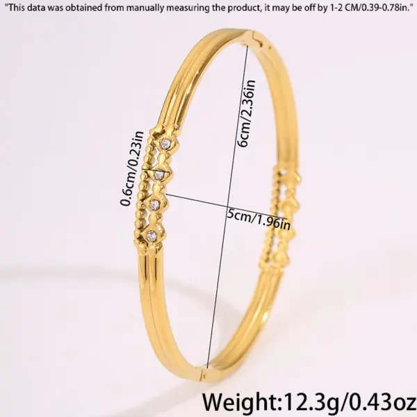 Wholesale Solid Color Roman Style Bangle For Olympic Games, Made Of 304 Stainless Steel With 18K Real Gold Plated And Rhinestones Inlay