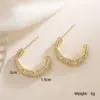 Wholesale 1 Pair Simple Style Commute C Shape Inlay Copper Zircon 18K Gold Plated Ear Studs