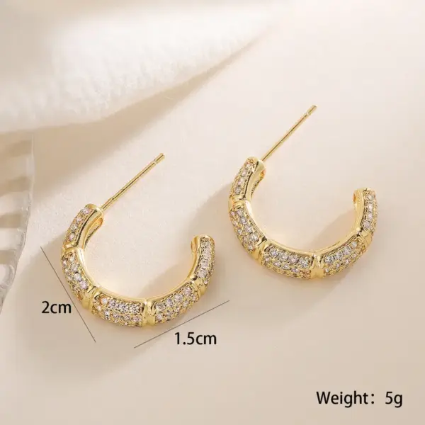 Wholesale 1 Pair Simple Style Commute C Shape Inlay Copper Zircon 18K Gold Plated Ear Studs
