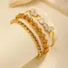 Wholesale PVD Coated Real Gold Plated 18K Gold Butterfly 304 Stainless Steel IG Style Elegant Lady Waterproof Non Tarnish 304 Stainless Steel Lobster Trigger Clasp Closure Chain Bracelet