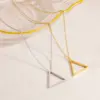 Wholesale PVD Coated Real Gold Plated 18K Gold Triangle 304 Stainless Steel Casual Waterproof Non Tarnish 304 Stainless Steel Lobster Trigger Clasp Closure Pendant Necklace