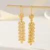 Wholesale Women’s Electroplated Grain Drop Earrings In 14K Real Gold Plated Copper With Zircon Inlay And UV Plating