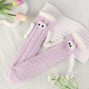 oly-ffe2cd6c4fcd625c51e900914e65d87b Wholesale warm coral fleece socks hand-in-hand couple socks eye mid-calf length socks Valentine's Day gift socks