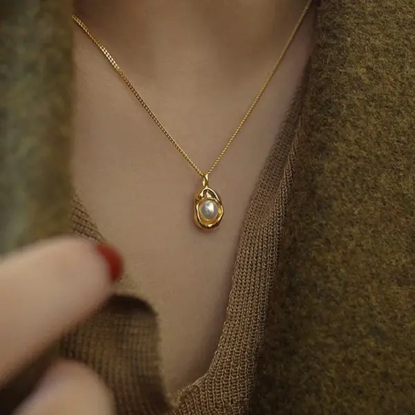 Wholesale Water Droplets 304 Stainless Steel Elegant Pendant Necklace