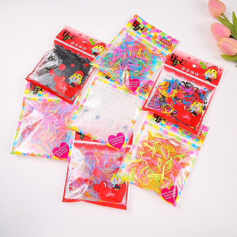 Wholesale Small Rubber Band Women's Hair Tie Disposable Rubber Band Bagged Colorful High Elastic Hair Band Does Not Hurt Hair Children's Headband