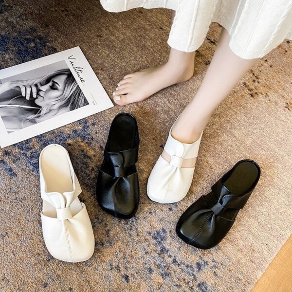 oly-fff917e186975d158d2376ec6d531b2a Wholesale plus size slippers women wear soft bottom baotou half slippers hollow pleated sandals