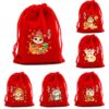 Wholesale Year of the Snake Red Gift Bag Candy Bundle Storage Bag Year Gift Drawstring Packaging Bag