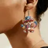Wholesale Retro Multicolor Cartoon Character Drop Earrings For Women With 304 Stainless Steel Posts, Acrylic Print Design
