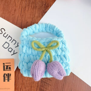 Light blue bag (purple tulip) / About 11*8cm