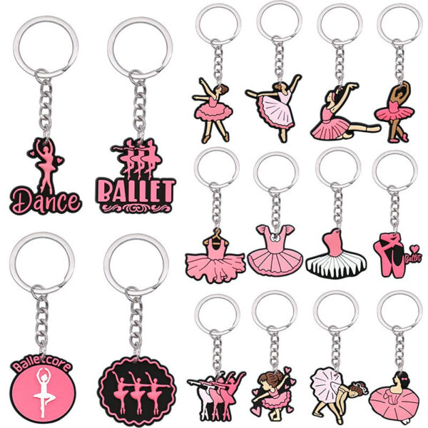 Wholesale Ballet series key chain PVC soft glue pink girl key chain bag pendant creative small gifts