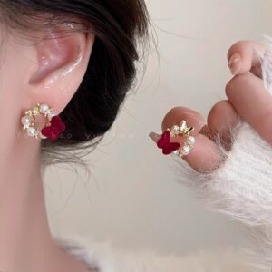 Flocking red butterfly earrings