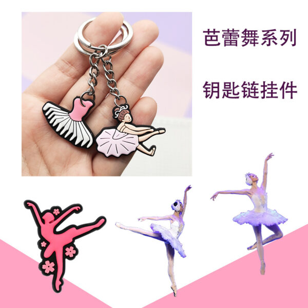 Wholesale Ballet series key chain PVC soft glue pink girl key chain bag pendant creative small gifts