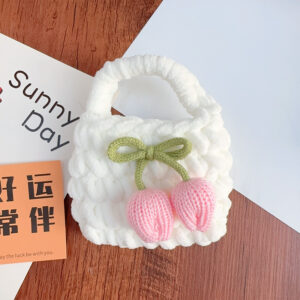 White bag (pink tulip) / About 11*8cm