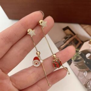 Asymmetric Christmas gift box earrings