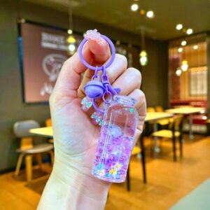 Colorful hardware [purple] luminous two-color bubble beads tall bottle / Lobster clasp