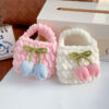 oly-34397f4d9abb922f2046e91a83912f42 Wholesale Cute Woven Flower Plush Mini Coin Purse for Students, Backpacks and Keychains