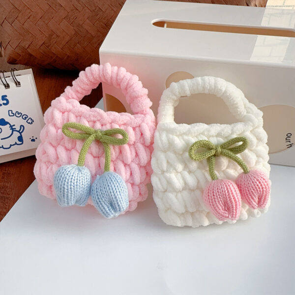 oly-34397f4d9abb922f2046e91a83912f42 Wholesale Cute Woven Flower Plush Mini Coin Purse for Students, Backpacks and Keychains