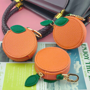 Wholesale PU Leather Fresh Mini Orange Fruit Coin Purse Keychain Fashion Accessory