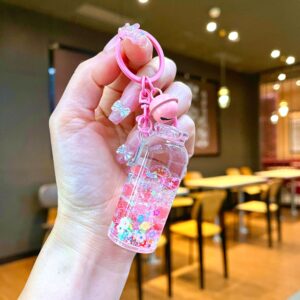 Colorful hardware [pink] luminous two-color bubble beads tall bottle / Lobster clasp
