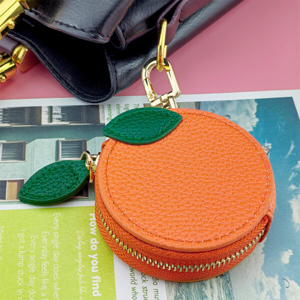 oly-62846f117550530212aa168ab34069d1 Wholesale PU Leather Fresh Mini Orange Fruit Coin Purse Keychain Fashion Accessory