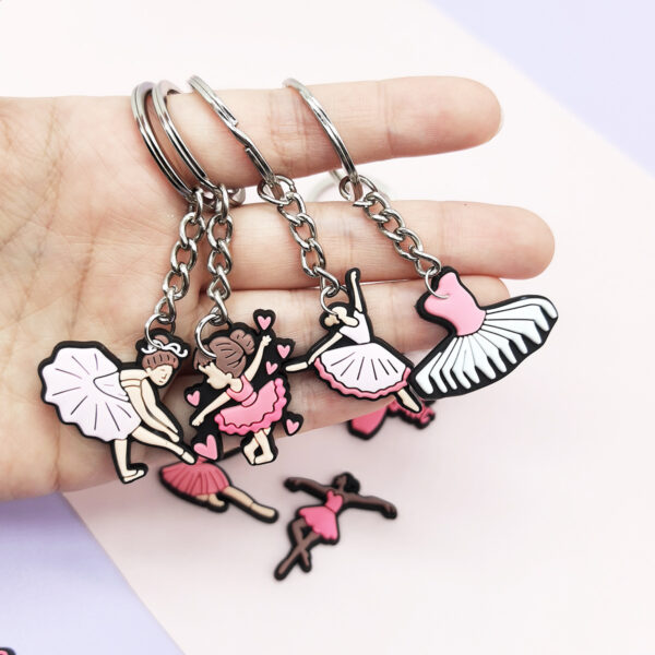 Wholesale Ballet series key chain PVC soft glue pink girl key chain bag pendant creative small gifts