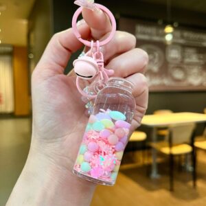 Color hardware [pink] luminous snowflake tall bottle / Lobster clasp