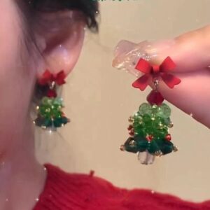 Bow christmas tree earrings