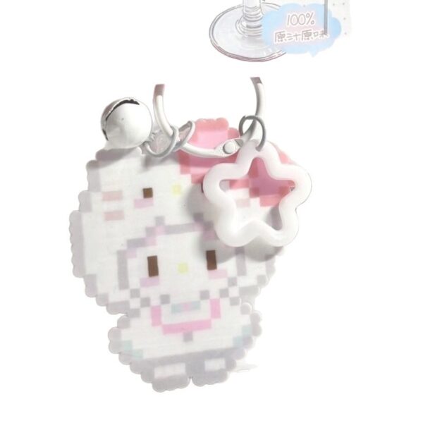 Wholesale Cartoon Kitten Pixel Acrylic Keychain Bell Pendant Student Bag Charm