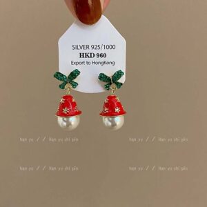 Bow christmas bell earrings