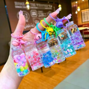 Wholesale Cartoon Drifting Bottle Keychain Pendant with Luminous Beads Fashion Gift Bag Charm