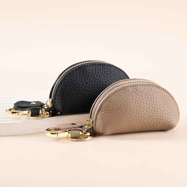 Wholesale Cowhide Lychee Pattern Car Key Case and Coin Purse, Zipper Wallet for Men Women Gift