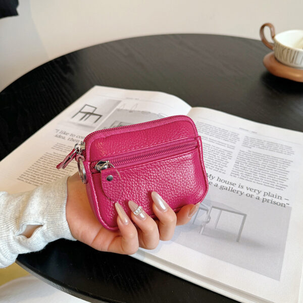 oly-93437fc10902d482682a3dcd73bd2305 Wholesale Stylish Mini Square Coin Purse - Genuine Leather Double Zipper Card Holder Key Organizer for Party or Everyday Use