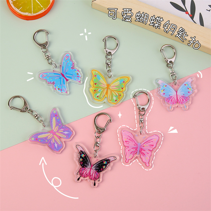 Wholesale Cute Colorful Butterfly Acrylic Keychain Charm