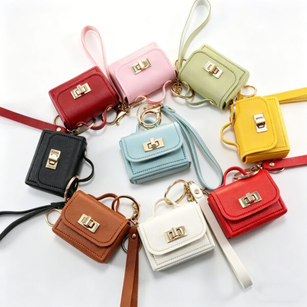 oly-ad27f8cebe120bed25e2d5d39d1e9520 Wholesale Multi Colored Leather Buckle Headphone Storage mini Coin Purse Keychain