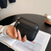 oly-b1486641a6fd5e6ef80d247e243bc193 Wholesale Stylish Mini Square Coin Purse - Genuine Leather Double Zipper Card Holder Key Organizer for Party or Everyday Use