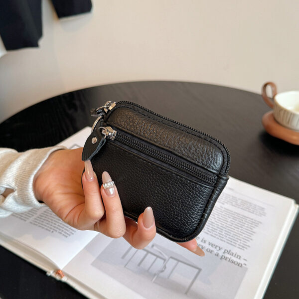 oly-b1486641a6fd5e6ef80d247e243bc193 Wholesale Stylish Mini Square Coin Purse - Genuine Leather Double Zipper Card Holder Key Organizer for Party or Everyday Use