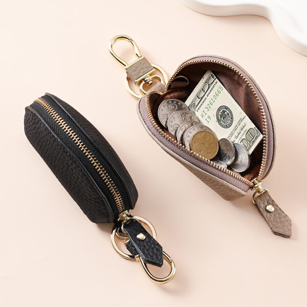 Wholesale Cowhide Lychee Pattern Car Key Case and Coin Purse, Zipper Wallet for Men Women Gift