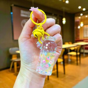 Colorful hardware [yellow] luminous two-color bubble beads tall bottle / Lobster clasp