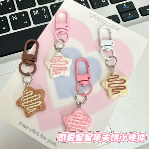 Wholesale Cute Syrup Star Biscuit Resin Keychain for School Bag Gift