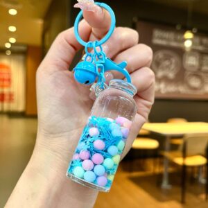 Color hardware [blue] luminous snowflake tall bottle / Lobster clasp